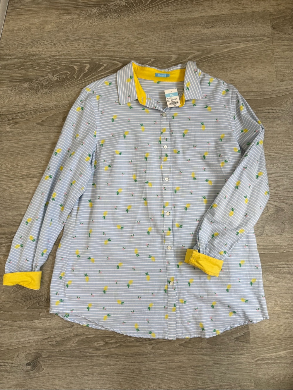 J. McLaughlin Lemon Flower Embroidered Top - Striped Nautical Preppy Floral